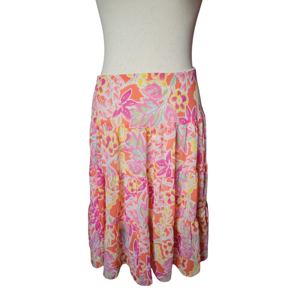 Chaps colorful tiered skirt size large bright flowy boho